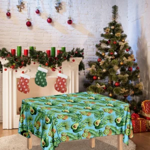 Watercolor Kiwi And Avocado Print Tablecloth Kitchen Home Decor