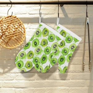 Watercolor Kiwi Pattern Heat Resistant Oven Mitts Pot Holders Set