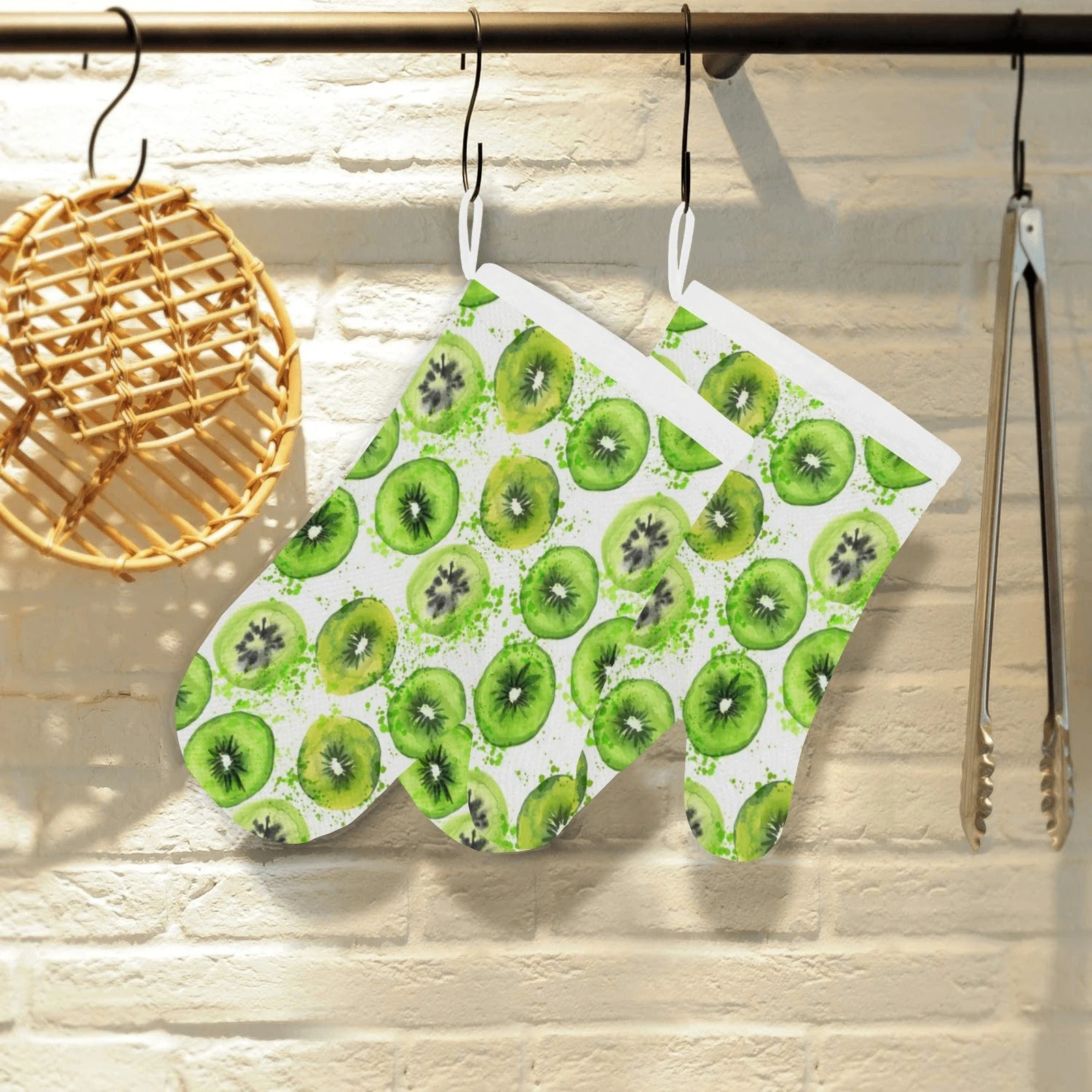 Watercolor Kiwi Pattern Heat Resistant Oven Mitts Pot Holders Set Watercolor Kiwi Pattern Heat Resistant Oven Mitts Pot Holders Set