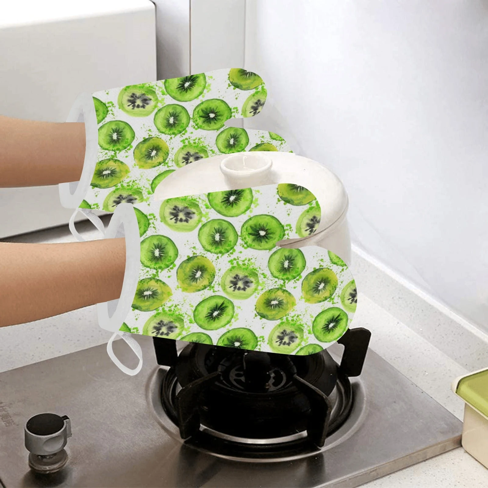 Watercolor Kiwi Pattern Heat Resistant Oven Mitts Pot Holders Set Watercolor Kiwi Pattern Heat Resistant Oven Mitts Pot Holders Set
