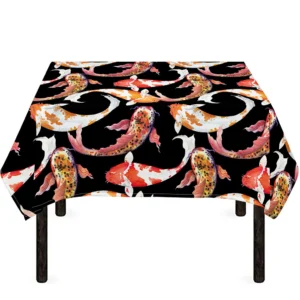Watercolor Koi Carp Fish Pattern Print Tablecloth Kitchen Home Decor