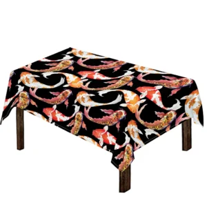 Watercolor Koi Carp Fish Pattern Print Tablecloth Kitchen Home Decor
