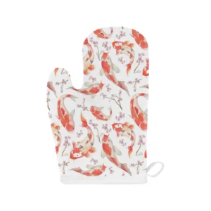 Watercolor Koi Fish Carp Fish Pattern Heat Resistant Oven Mitts Pot Holders Set
