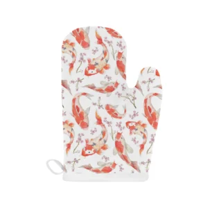 Watercolor Koi Fish Carp Fish Pattern Heat Resistant Oven Mitts Pot Holders Set