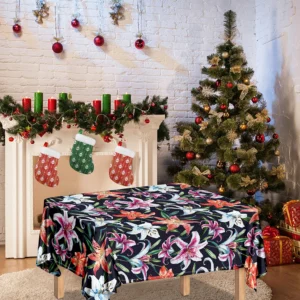Watercolor Lily Flowers Pattern Print Tablecloth Kitchen Home Decor