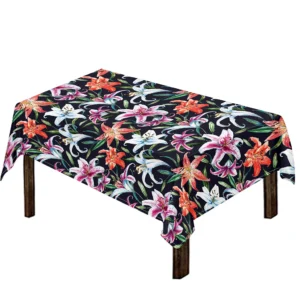 Watercolor Lily Flowers Pattern Print Tablecloth Kitchen Home Decor