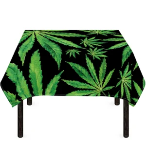 Watercolor Marijuana Leaf Pattern Print Tablecloth Kitchen Home Decor