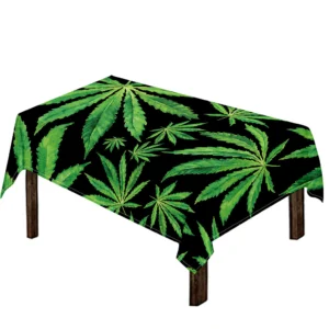 Watercolor Marijuana Leaf Pattern Print Tablecloth Kitchen Home Decor