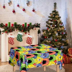 Watercolor Monster Pattern Print Tablecloth Kitchen Home Decor
