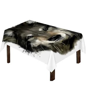 Watercolor Painting Wolf Print Tablecloth Kitchen Home Decor