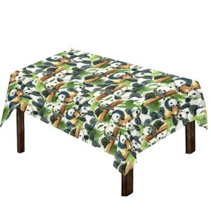 Watercolor Panda Bear Pattern Print Tablecloth Kitchen Home Decor