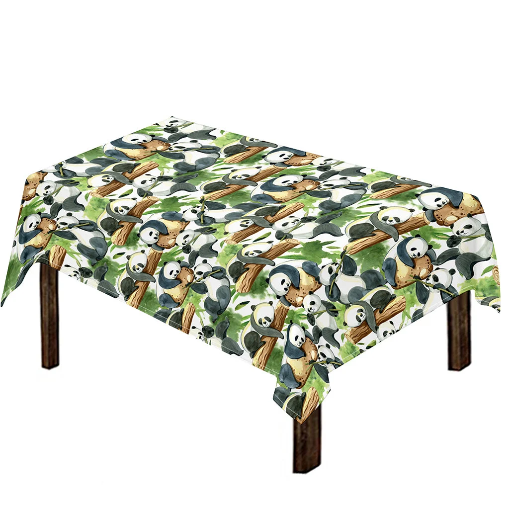 Watercolor Panda Bear Pattern Print Tablecloth Kitchen Home Decor Watercolor Panda Bear Pattern Print Tablecloth Kitchen Home Decor