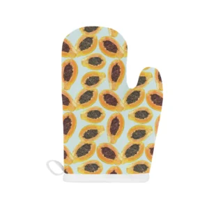 Watercolor Papaya Pattern Heat Resistant Oven Mitts Pot Holders Set