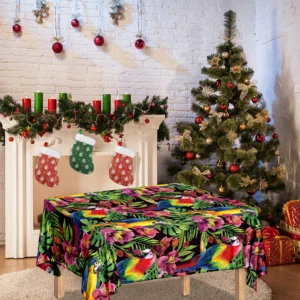 Watercolor Parrot Pattern Print Tablecloth Kitchen Home Decor