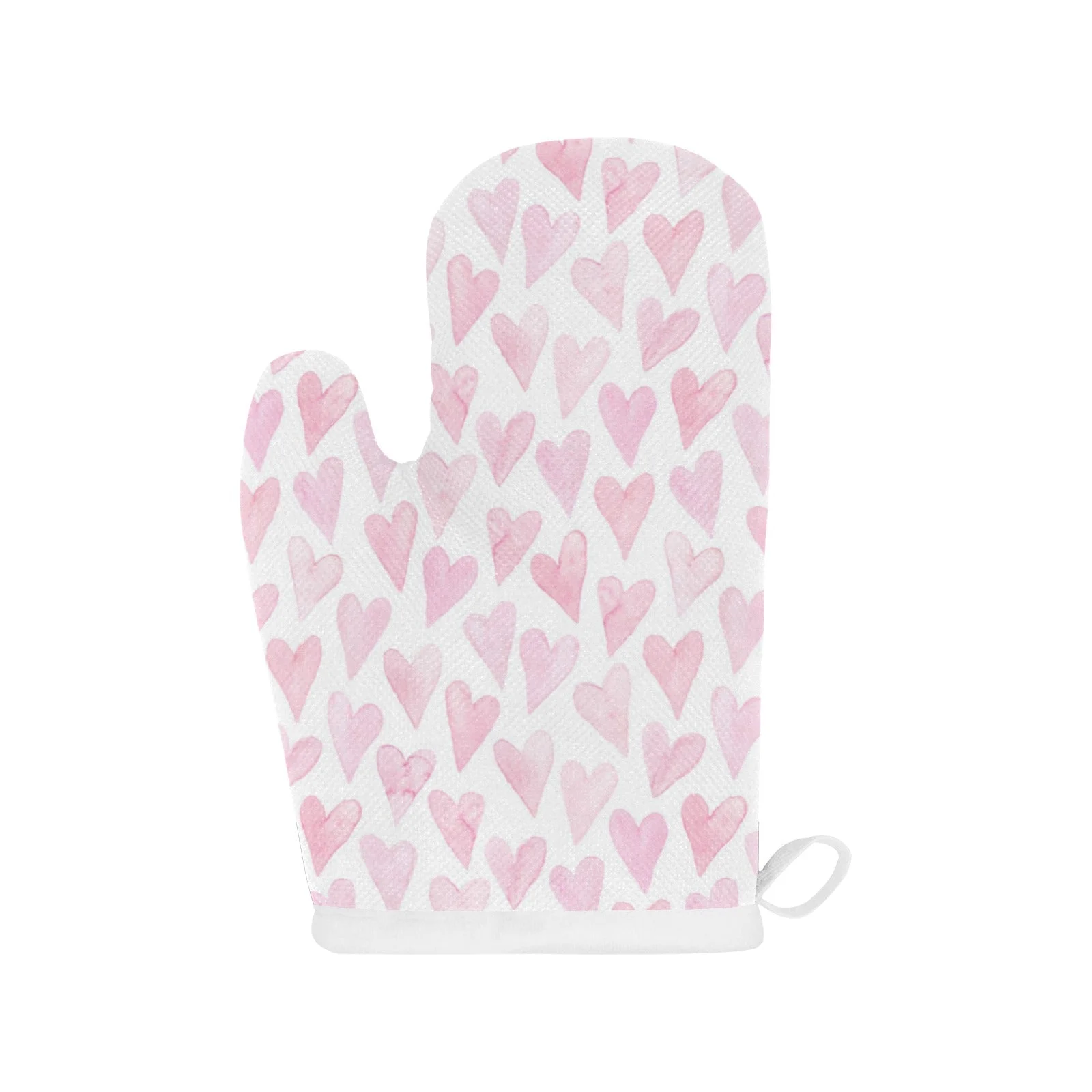 Watercolor Pink Heart Pattern Heat Resistant Oven Mitts Pot Holders Set Watercolor Pink Heart Pattern Heat Resistant Oven Mitts Pot Holders Set