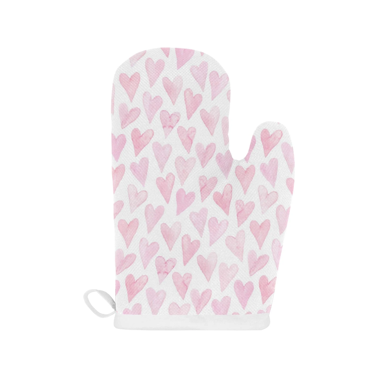 Watercolor Pink Heart Pattern Heat Resistant Oven Mitts Pot Holders Set Watercolor Pink Heart Pattern Heat Resistant Oven Mitts Pot Holders Set