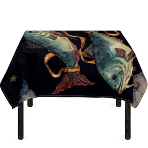 Watercolor Pisces Zodiac Sign Print Tablecloth Kitchen Home Decor