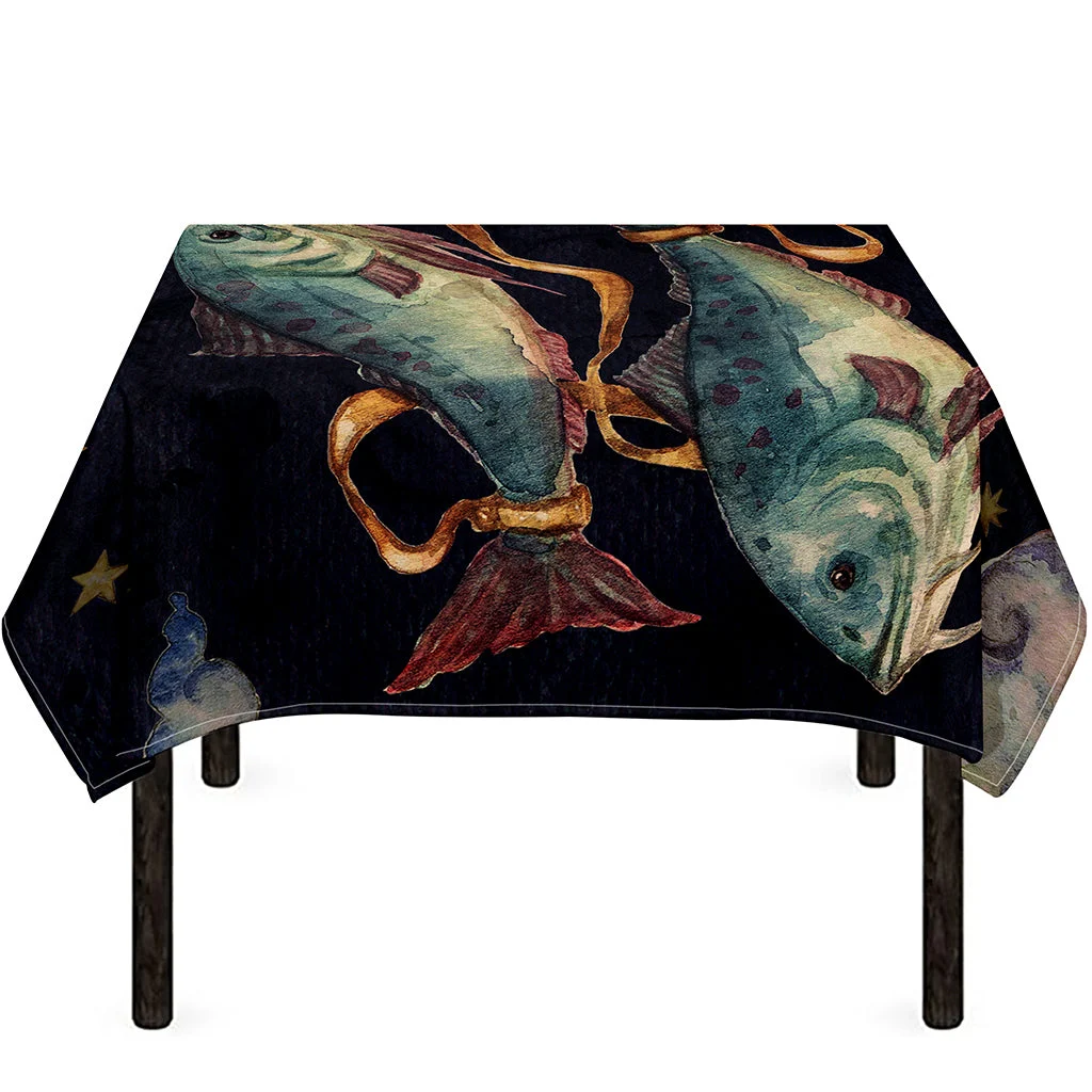 Watercolor Pisces Zodiac Sign Print Tablecloth Kitchen Home Decor Watercolor Pisces Zodiac Sign Print Tablecloth Kitchen Home Decor