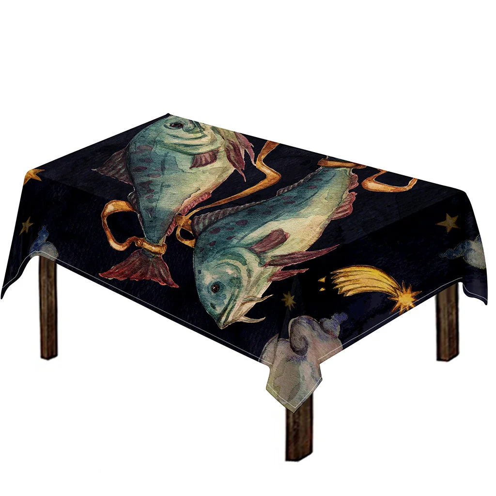 Watercolor Pisces Zodiac Sign Print Tablecloth Kitchen Home Decor Watercolor Pisces Zodiac Sign Print Tablecloth Kitchen Home Decor