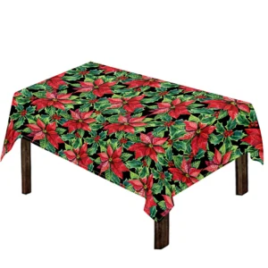 Watercolor Poinsettia Pattern Print Tablecloth Kitchen Home Decor
