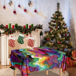 Watercolor Psychedelic Print Tablecloth Kitchen Home Decor