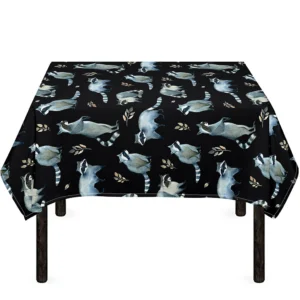 Watercolor Raccoon Pattern Print Tablecloth Kitchen Home Decor