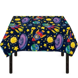 Watercolor Rocket Pattern Print Tablecloth Kitchen Home Decor