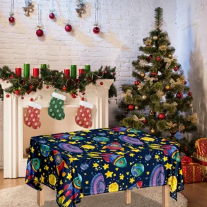 Watercolor Rocket Pattern Print Tablecloth Kitchen Home Decor