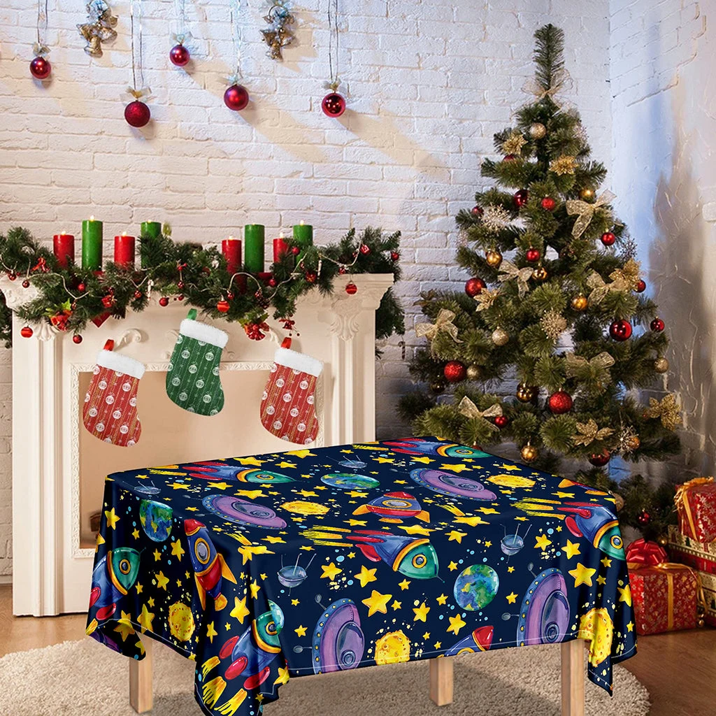 Watercolor Rocket Pattern Print Tablecloth Kitchen Home Decor Watercolor Rocket Pattern Print Tablecloth Kitchen Home Decor