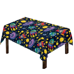 Watercolor Rocket Pattern Print Tablecloth Kitchen Home Decor