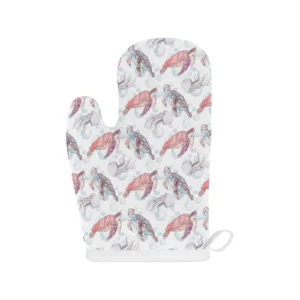 Watercolor Sea Turtle Jellyfish Pattern Heat Resistant Oven Mitts Pot Holders Set