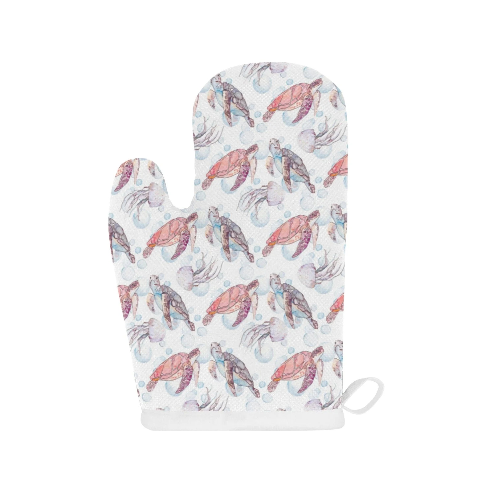 Watercolor Sea Turtle Jellyfish Pattern Heat Resistant Oven Mitts Pot Holders Set Watercolor Sea Turtle Jellyfish Pattern Heat Resistant Oven Mitts Pot Holders Set