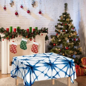 Watercolor Shibori Pattern Print Tablecloth Kitchen Home Decor