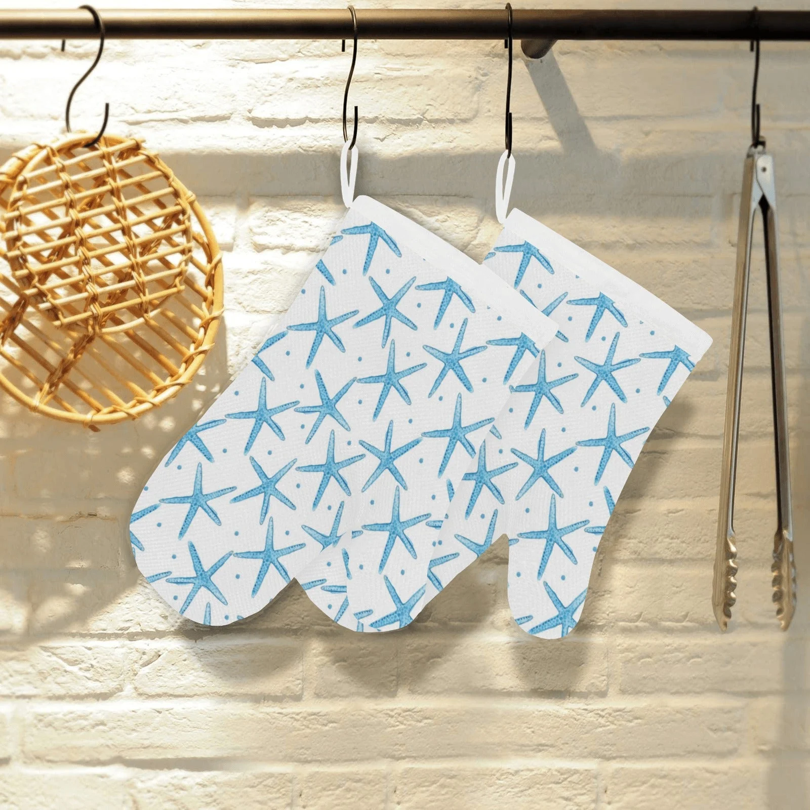 Watercolor Starfish Pattern Heat Resistant Oven Mitts Pot Holders Set Watercolor Starfish Pattern Heat Resistant Oven Mitts Pot Holders Set