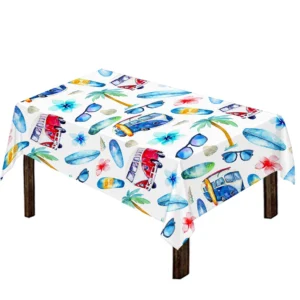 Watercolor Surfing Pattern Print Tablecloth Kitchen Home Decor