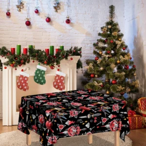 Watercolor Tattoo Print Tablecloth Kitchen Home Decor