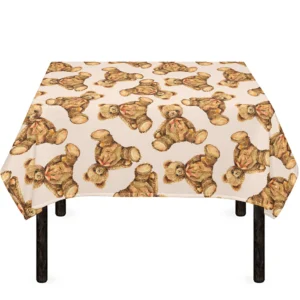 Watercolor Teddy Bear Pattern Print Tablecloth Kitchen Home Decor