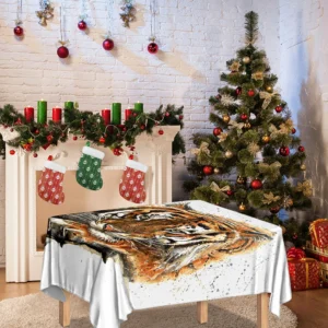 Watercolor Tiger Print Tablecloth Kitchen Home Decor