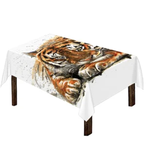 Watercolor Tiger Print Tablecloth Kitchen Home Decor
