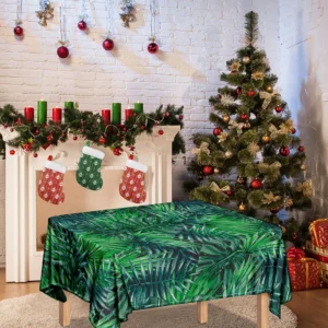 Watercolor Tropical Leaves Pattern Print Tablecloth Kitchen Home Decor
