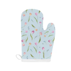 Watercolor Tulips Pattern Heat Resistant Oven Mitts Pot Holders Set