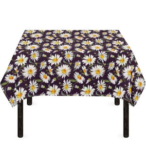 Watercolor White Daisy Pattern Print Tablecloth Kitchen Home Decor