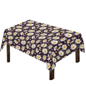 Watercolor White Daisy Pattern Print Tablecloth Kitchen Home Decor