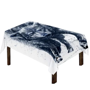 Watercolor Wolf Portrait Print Tablecloth Kitchen Home Decor