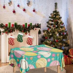 Watercolor Yarn Pattern Print Tablecloth Kitchen Home Decor