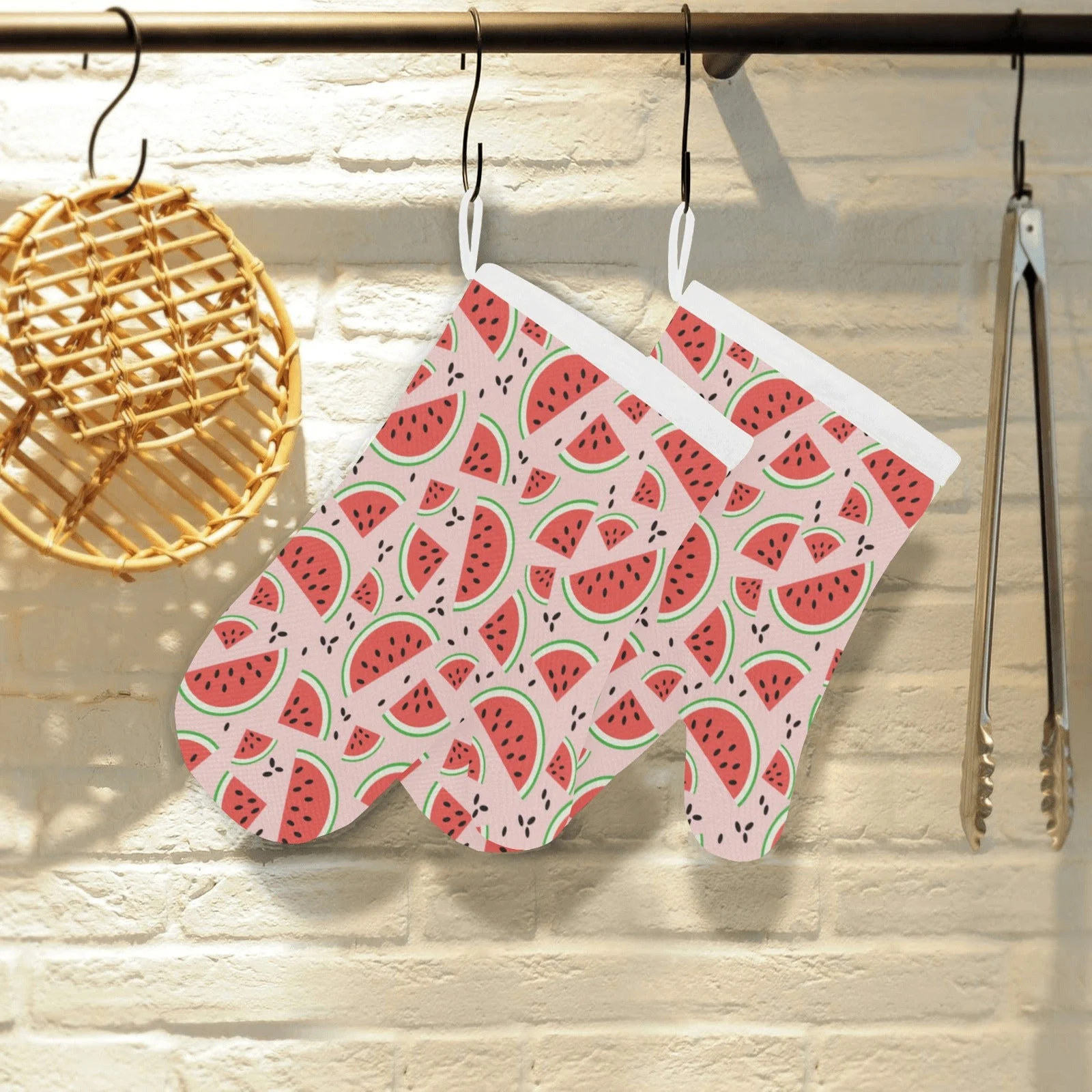Watermelon Pattern Heat Resistant Oven Mitts Pot Holders Set Watermelon Pattern Heat Resistant Oven Mitts Pot Holders Set