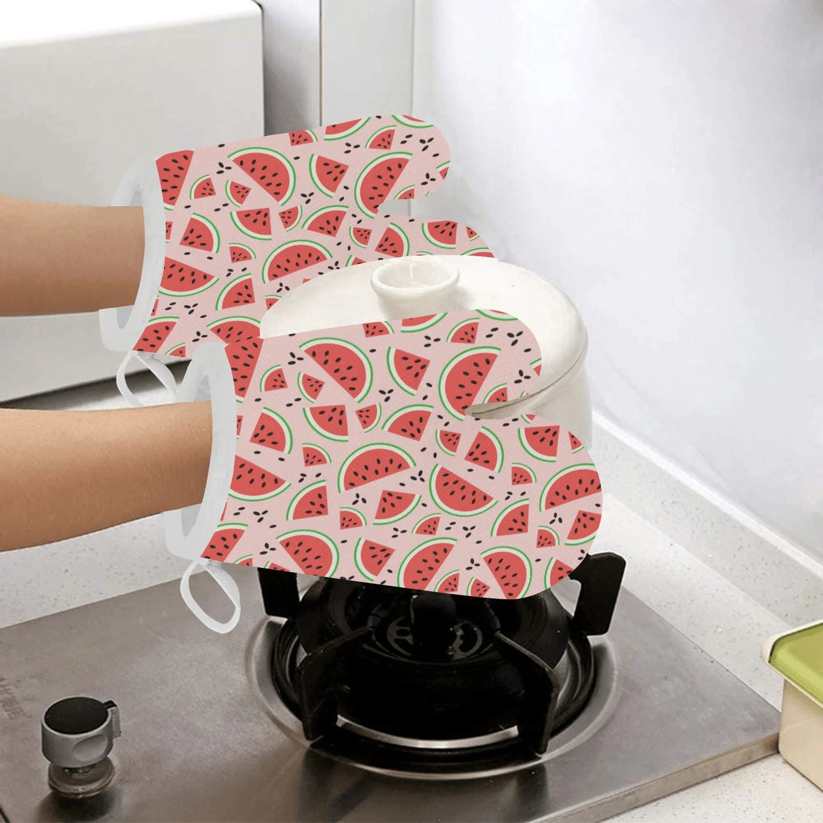 Watermelon Pattern Heat Resistant Oven Mitts Pot Holders Set Watermelon Pattern Heat Resistant Oven Mitts Pot Holders Set