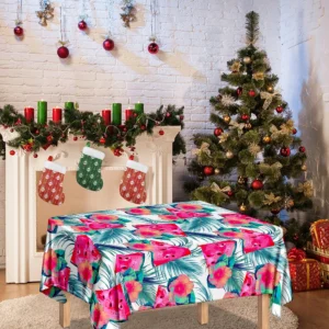 Watermelon Teal Hawaiian Pattern Print Tablecloth Kitchen Home Decor