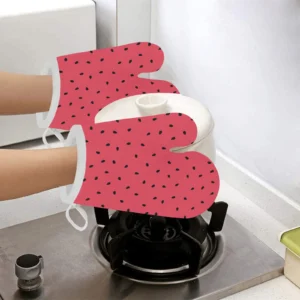 Watermelon Texture Background Heat Resistant Oven Mitts Pot Holders Set