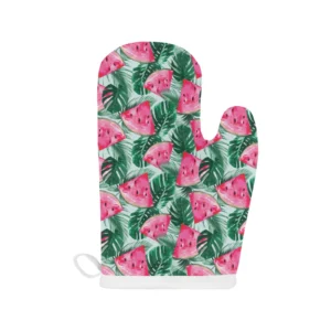 Watermelons Tropical Palm Leaves Pattern Heat Resistant Oven Mitts Pot Holders Set